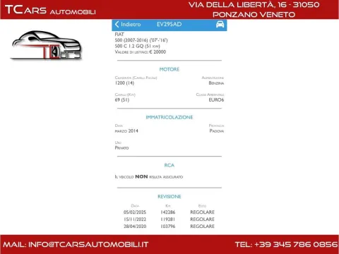 Fiat 500C 1.2 Pop Star 69cv E6 - Immagine 12
