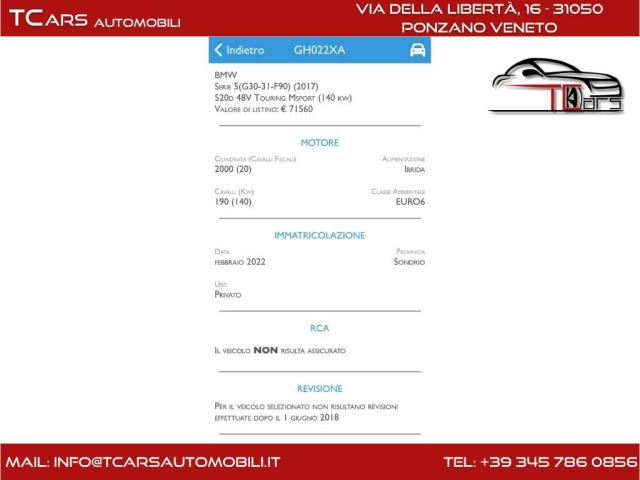 BMW Serie 5 Touring 520d 2.0 IBRIDA DIESEL- CON 3 ANNI GARANZIA TOP - Immagine 6