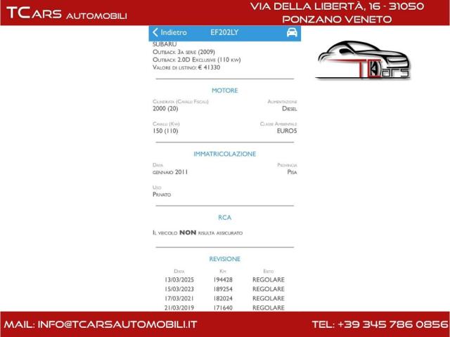 Subaru Outback IV 2009 2.0 DIESEL - TETTO APRIBILE - GARANZIA 3 ANNI TOP - Immagine 11